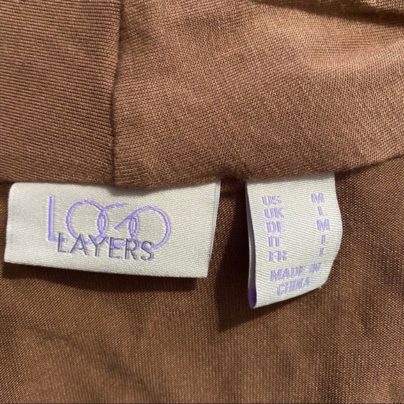 LOGO Layers Brown Goldstein Open Front Cardigan - Picture 4 of 6
